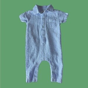 Blue Seersucker Kids One Piece
